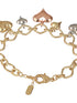 Anti-Tarnish 18k Gold Plated Heart Shaped Charm Link Wraparound Bracelet