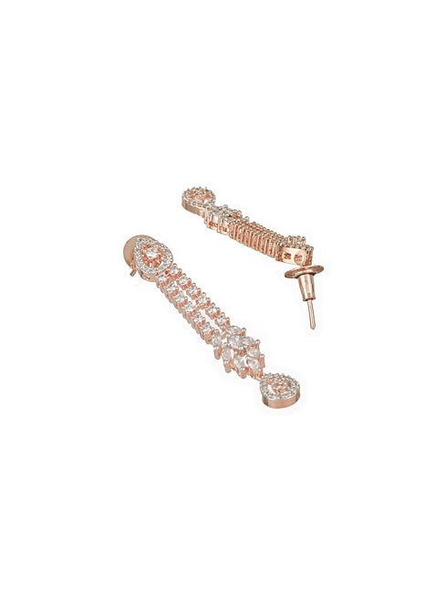 Rose Gold Plated Zircon Studded Luxe Pendant Necklace jewellery Set
