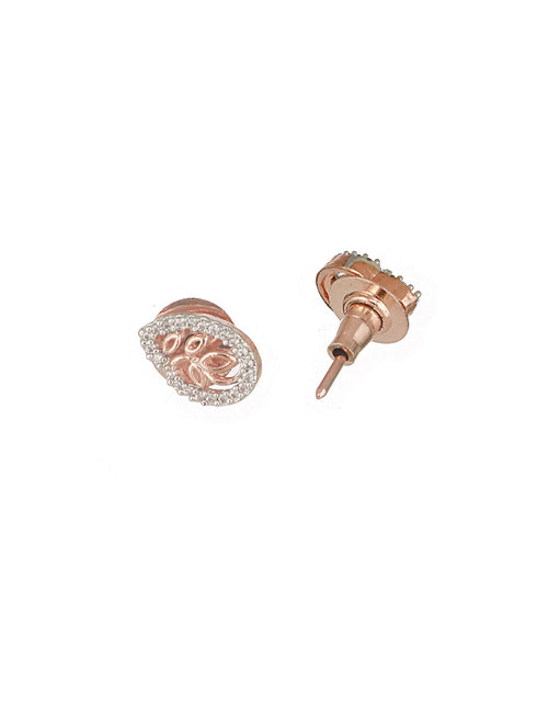 Rose Gold Plated AD Studded Minimal Locket Jewellery Set