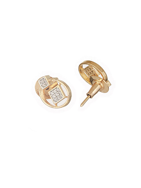 Gold Plated AD Studded Circular Minimal Pendant Chain Jewellery Set