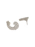 Silver Toned Zircon Studded Handcrafted Feather Shaped C Hoop Earrings