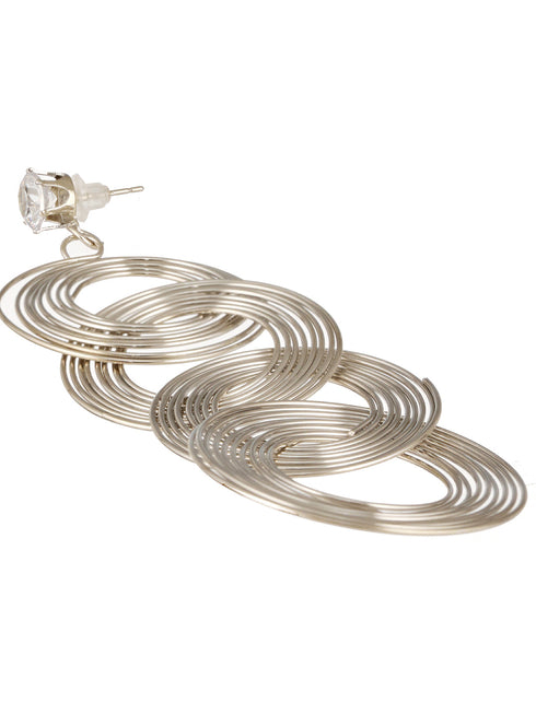 Anti-Tarnish Silver Plated Circular Drop Earrings