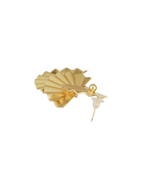 Anti-Tarnish Gold Plated Striped Three Layered Drop Earrings