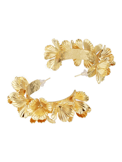 Anti-Tarnish Gold Plated Quirky Statement Hoops Earrings