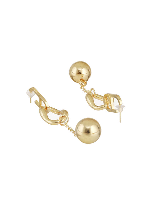 Anti-Tarnish Gold Plated Rope Ball Drop Earrings