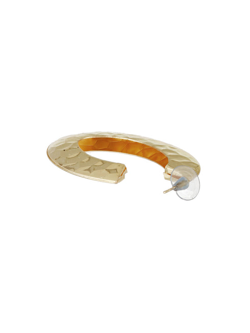 Anti-Tarnish Gold Plated Hammered Casual Hoop Earrings