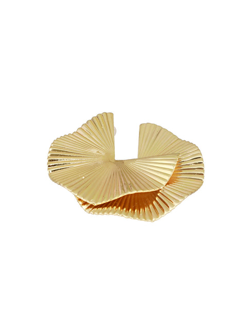 Anti-Tarnish Gold Plated Fan Shaped Disc Studds Earrings