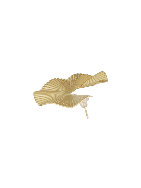 Anti-Tarnish Gold Plated Fan Shaped Disc Studds Earrings