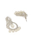 Silver Toned AD & Faux Pearl Studded Designer Chandelier Chandbali Dropdown Earrings