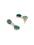 Silver Toned Emarald Green Studded Luxe Statement Drop Earrings