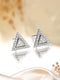 925 Sterling Silver Zircon Studded Pyramid Shaped Halo Solitaire Minimal Studds Earrings