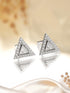 925 Sterling Silver Zircon Studded Pyramid Shaped Halo Solitaire Minimal Studds Earrings