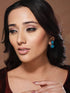 Oxidised Turquoise Blue AD Stone Studded Minimal Earring