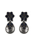Silver Oxidised Blue Stone studded Statement Earrings