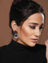 Silver Oxidised Blue Stone studded Statement Earrings