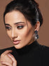 Silver Oxidised Blue Stone studded Statement Earrings