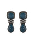 Oxidised Blue Stone Studded Statement Earring