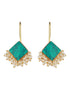 Gold Plated Turquoise Blue & Pearl Beaded Hoop Earrings