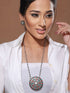 Oxidised Red & Green Stone Studded Pendant Jewellery Set
