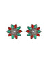 Oxidised Red & Green Stone Studded Pendant Jewellery Set
