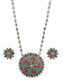 Oxidised Red & Green Stone Studded Pendant Jewellery Set