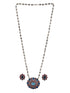 Oxidised Red & Blue Stone Studded Statement Pendant jewellery Set