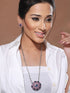 Oxidised Red & Blue Stone Studded Statement Pendant jewellery Set