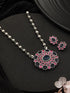 Oxidised Red & Blue Stone Studded Statement Pendant jewellery Set