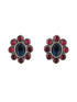 Oxidised Red & Blue Stone Studded Statement Pendant jewellery Set