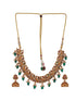 Gold Plated Green Stone Studded Peacock temple Jewellery Set