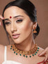 Gold Plated Green Stone Studded Peacock temple Jewellery Set