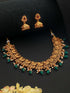 Gold Plated Green Stone Studded Peacock temple Jewellery Set