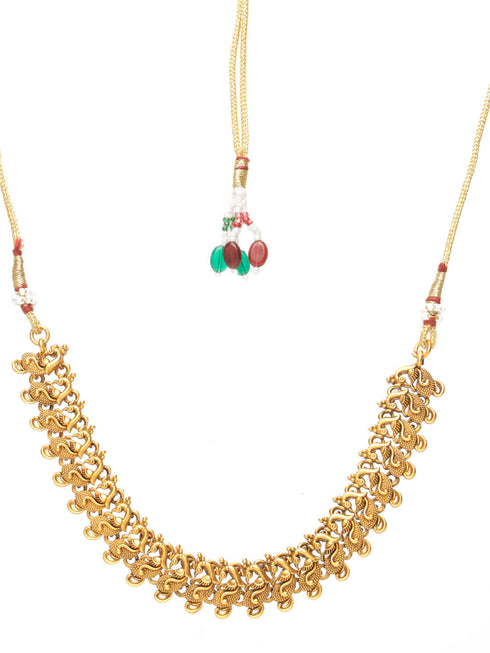 GoldPlated Peacock Motif Temple Jewellery Set