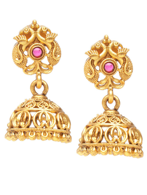 GoldPlated Peacock Motif Temple Jewellery Set