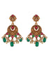 Gold Plated Red & Green Studded Lakshmiji Temple Pendant Jewellery Set