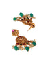 Gold Plated Red & Green Studded Lakshmiji Temple Pendant Jewellery Set