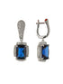 Silver Toned blue AD Studded Designer Hoop Earrings