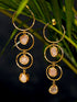 GoldToned & Pink Contemporary Hoop Earrings