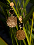 GoldToned & Brown Contemporary Drop Earrings