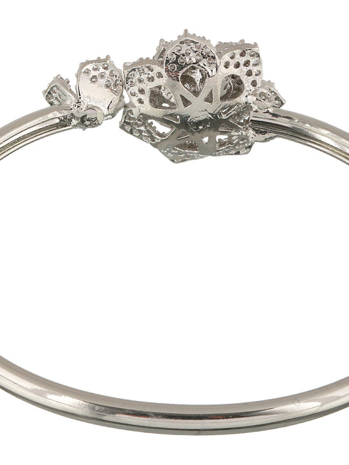 Silver Plated AD Studded Rose Statement Combo Jewellery Set