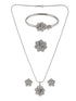 Silver Plated AD Studded Rose Statement Combo Jewellery Set