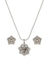 Silver Plated AD Studded Rose Statement Combo Jewellery Set