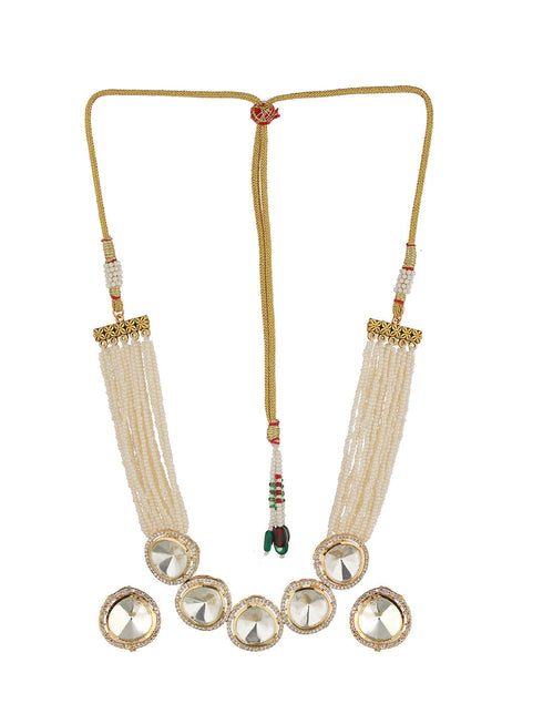 Victorian Dual Tone Uncut Polki Pearl Beaded Choker jewellery Set