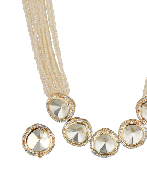 Victorian Dual Tone Uncut Polki Pearl Beaded Choker jewellery Set