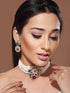 Gold Plated Multi Colored & Pearl Beaded Polki Choker Jewellery Set
