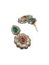 Gold Plated Multi Colored & Pearl Beaded Polki Choker Jewellery Set