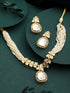 GoldPlated White Uncut Polki & Pearl Beaded Choker Jewellery Set