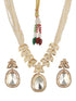 GoldPlated White Uncut Polki & Pearl Beaded Choker Jewellery Set