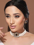 GoldPlated Blue Uncut Polki Pearl Beaded Choker Jewellery Set