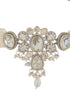 GoldPlated White Uncut Polki & Pearl Beaded Floral Choker Jewellery Set